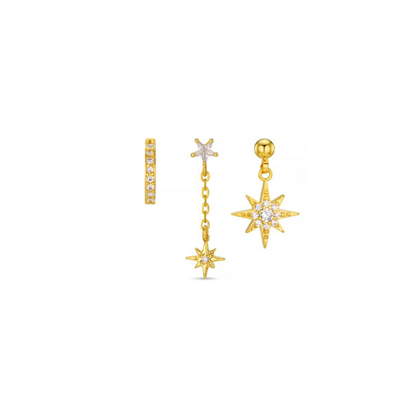 Orelia Starburst Drop Ear Stacking Set in Gold ORE40846
