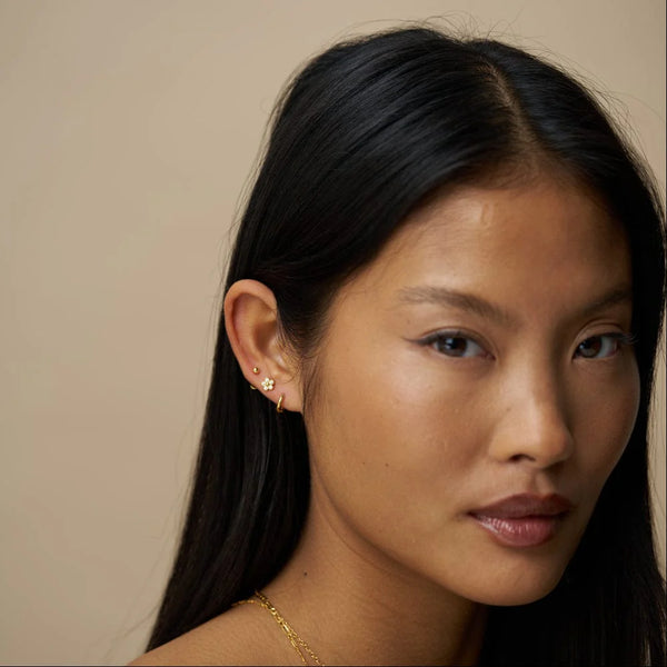 Orelia Crystal Flower Micro Hoop Ear Stacking Set ORE40074