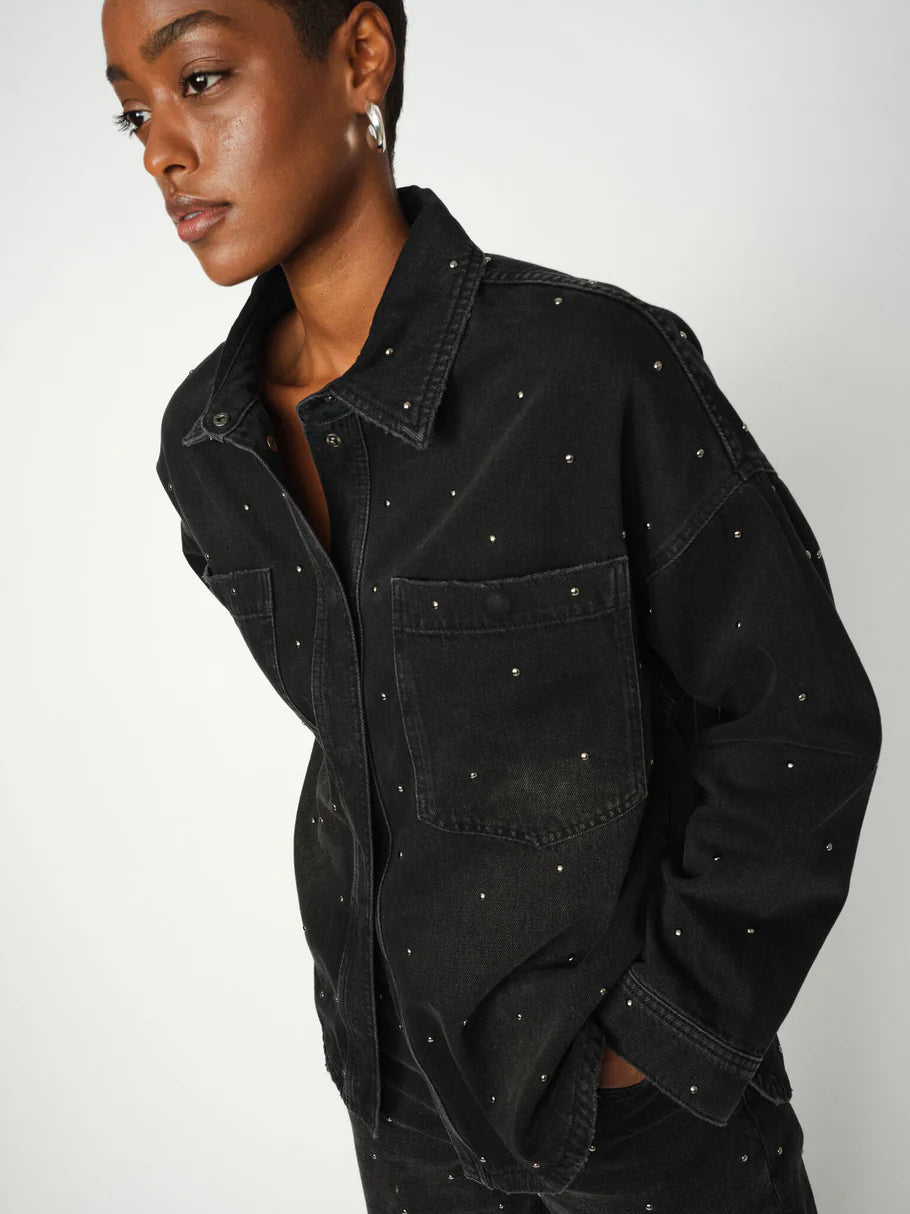 Mos Mosh Emme Studs Shirt in Dark Grey Denim