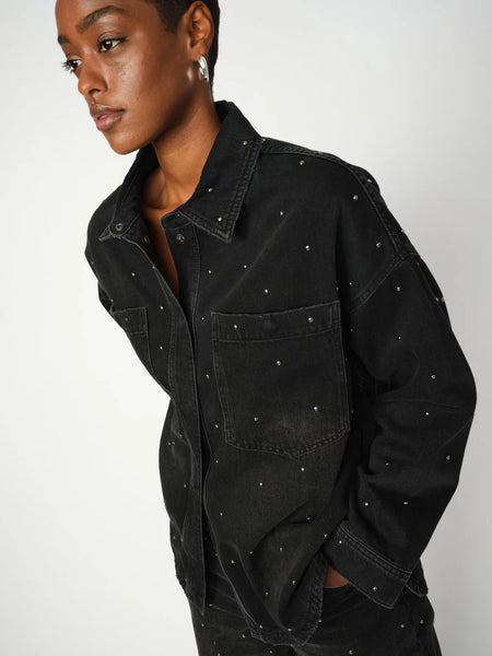 Mos Mosh Emme Studs Shirt in Dark Grey Denim