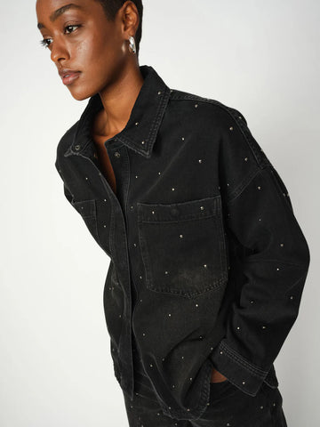 Mos Mosh Emme Studs Shirt in Dark Grey Denim