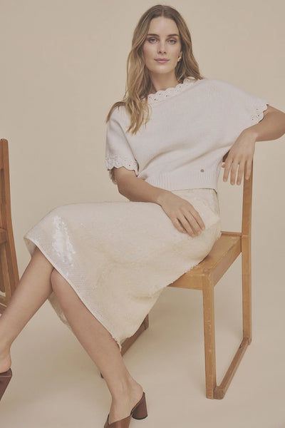 Gustav Emmali Knit Cape in Off White