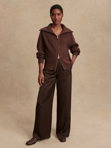 Varley Enrico Knit Jacket in Coffee Bean