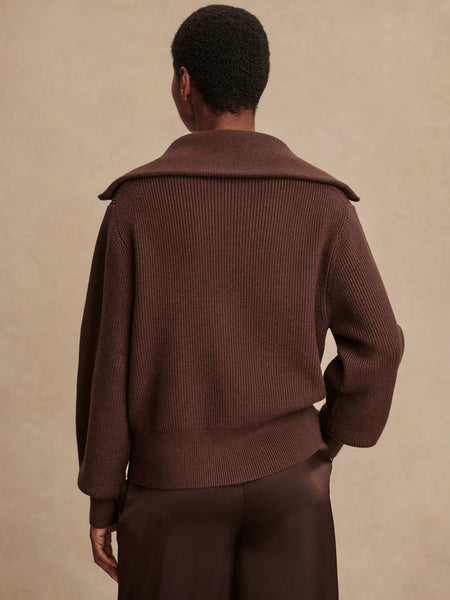 Varley Enrico Knit Jacket in Coffee Bean