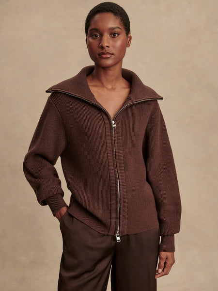 Varley Enrico Knit Jacket in Coffee Bean