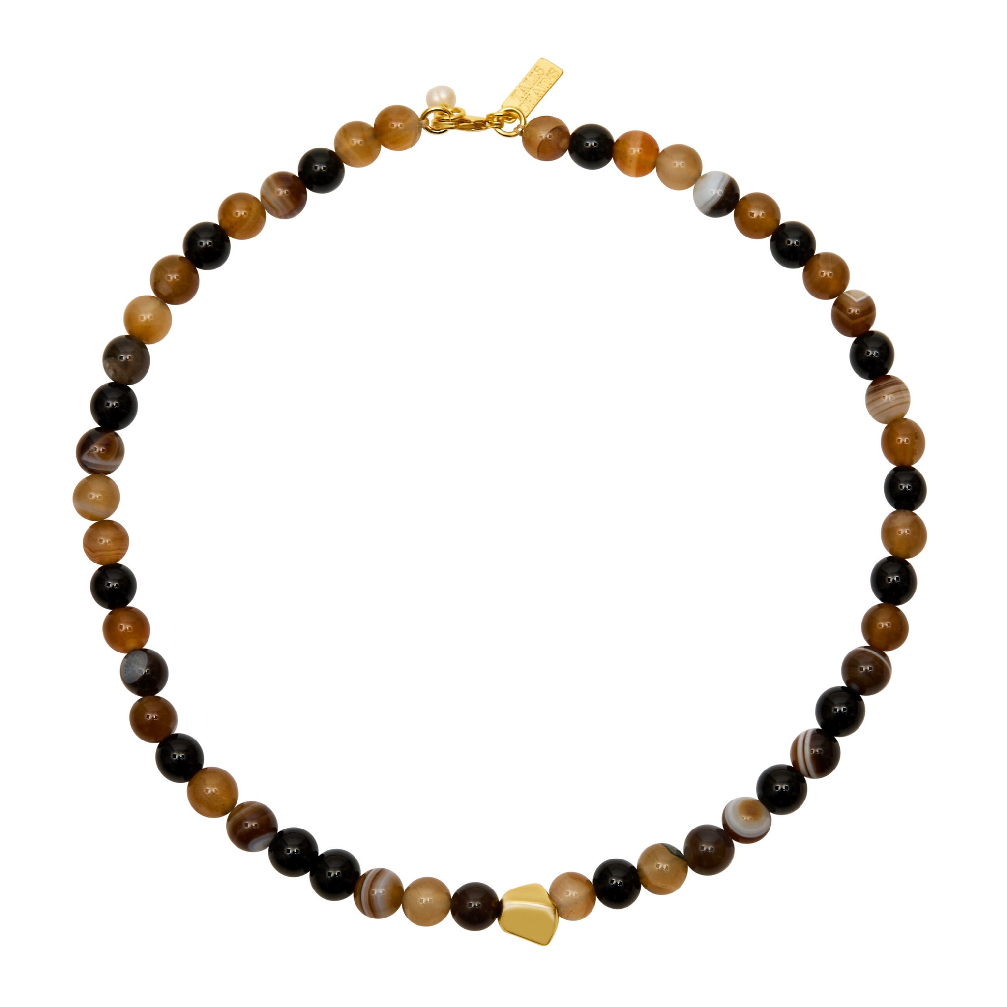 Talis Chains Tokyo Choker in Espresso Beaded necklace with multicolored beads and a gold clasp on a white background