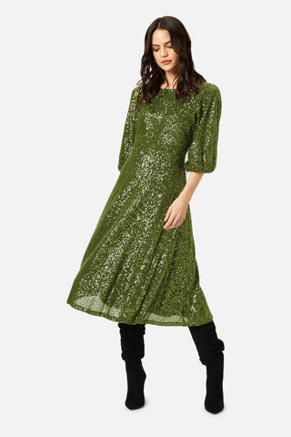 Traffic People Exile Sequin Dress in Green