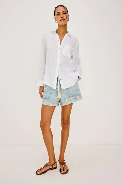 Rails Foster Shorts in Bleached Indigo Blanket Stitch