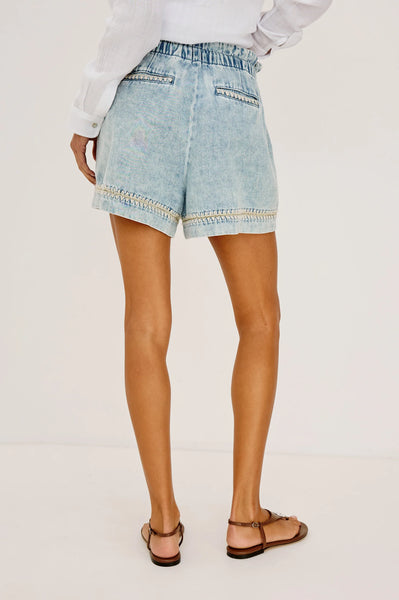 Rails Foster Shorts in Bleached Indigo Blanket Stitch