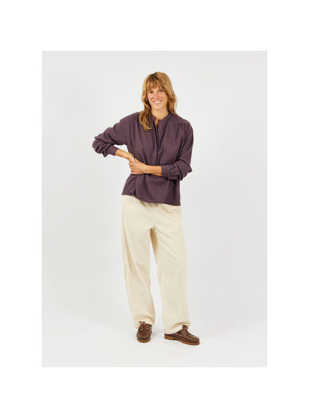 Arsene et Les Pipelettes Vichy Blouse in Cobalt H26WB16