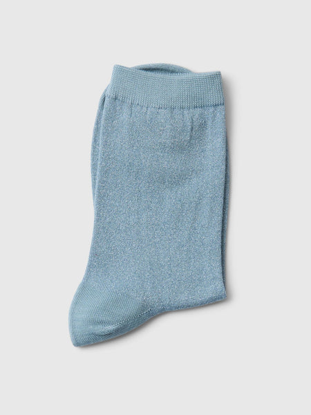 Selected Femme Knitted Glitter Sock - Dusty Blue Light blue sock on a light gray background