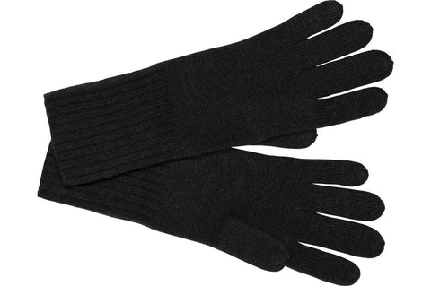 Seeberger Finger Gloves in 100% Cashmere in Black 18603-0