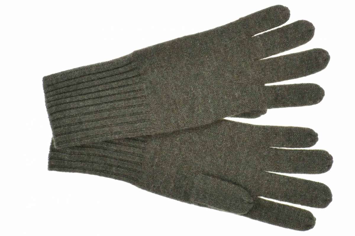 Seeberger Finger Gloves in 100% Cashmere in Khaki 18603-0