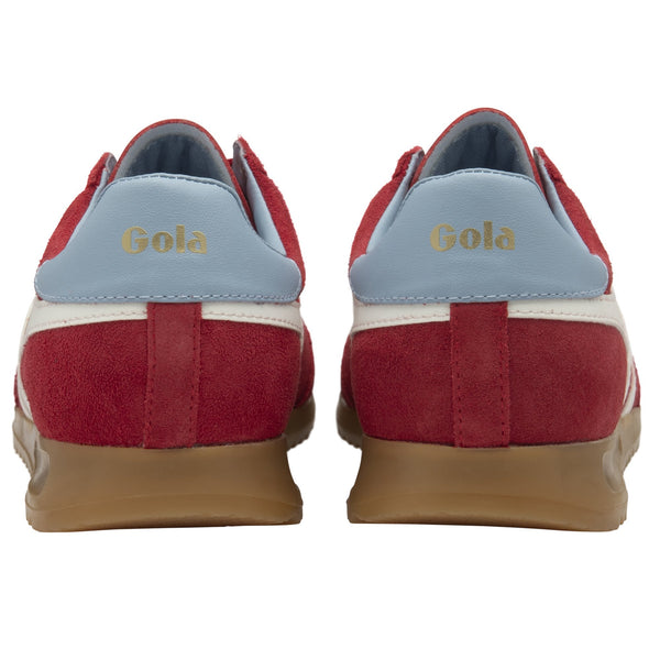 Gola Torpedo Trainer in Red/Off White/Air Red sneaker with white stripes and 'Gola' branding 