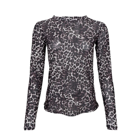 black colour Danish Brand, Soft and comfortable mesh blouse with round neck in grey leopard print.
Easy to wear under dresses, shirts, blouses, knits etc.