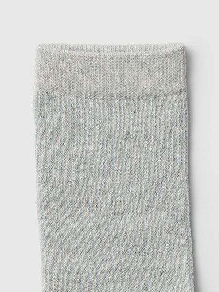 Selected Femme Cotton Blend Socks - Light Grey Melange Close-up of a gray sock on a light gray background