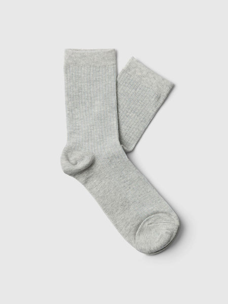 Selected Femme Cotton Blend Socks - Light Grey Melange Pair of gray socks on a light gray background