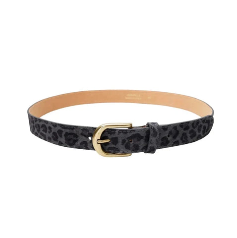 Black Colour Smilla Leopard Print Belt in Grey