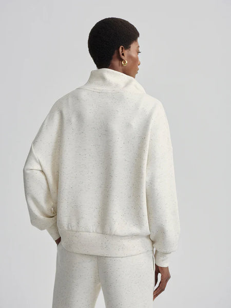 Varley Hawley Half Zip Sweat Top in Ivory Marl Fleck