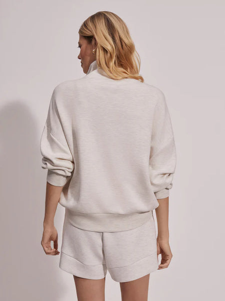 Varley Hawley Half Zip Sweat Top in Ivory Marl Fleck