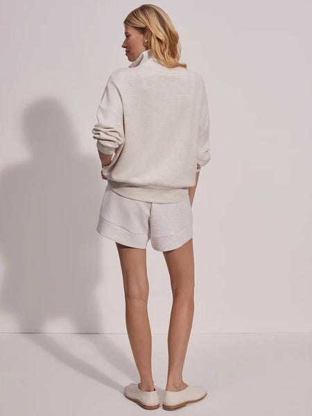 Varley Hawley Half Zip Sweat Top in Ivory Marl Fleck