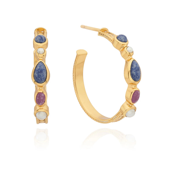 Anna Beck Multi Stone Hoop Earrings ER-10632-GDPKP