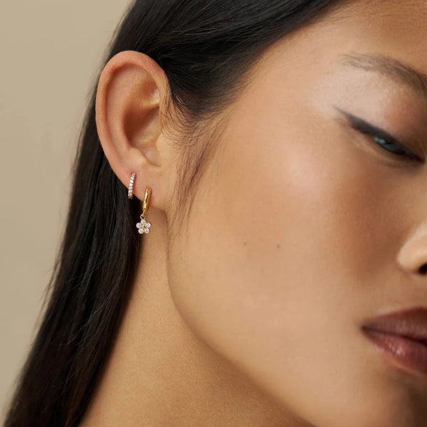 Orelia Crystal Flower Drop Huggie Hoop ORE40077