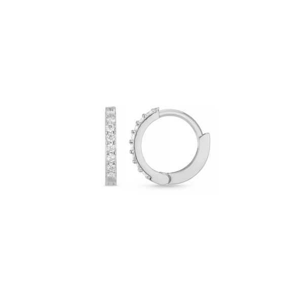 Orelia Mini Pave Huggie Hoop Earring 12mm in Silver ORE22826