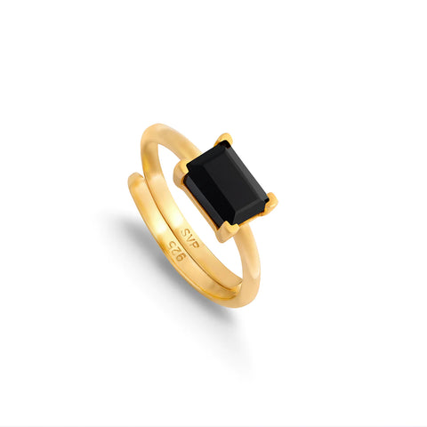 Sarah Verity SVP Indu Black Quartz Gold Ring