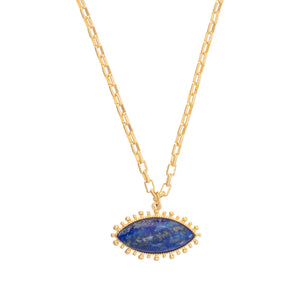 Talis Chains Lapis Pendant Necklace, Evel eye, gold, Blue lapis