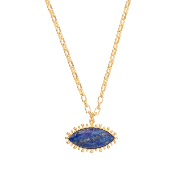 Talis Chains Lapis Pendant Necklace, Evel eye, gold, Blue lapis