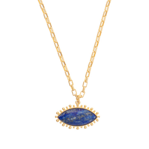 Talis Chains Lapis Pendant Necklace, Evel eye, gold, Blue lapis