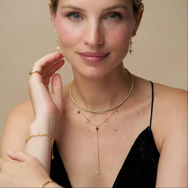 Orelia Crystal Multi Star Lariat Necklace in Gold ORE40856
