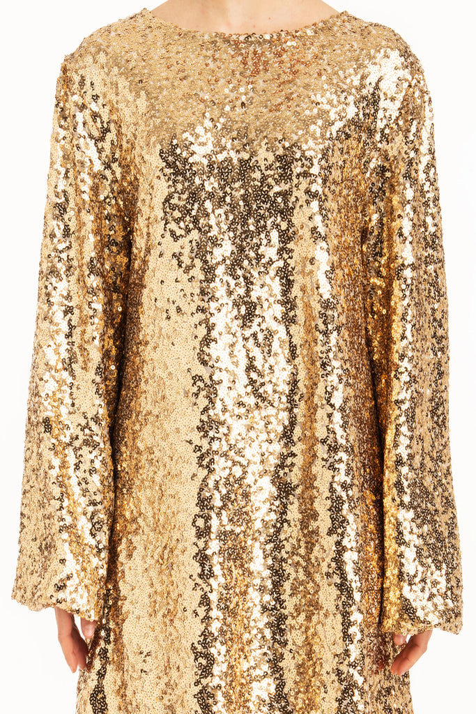 LAST ONE Lavi Sequin Dress in Gold blue Saffron Walden