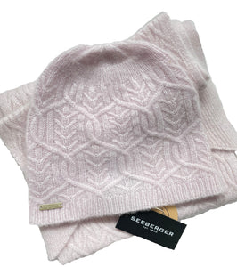 Seeberger Cable Knit Cashmere Silk Beanie in Lilac