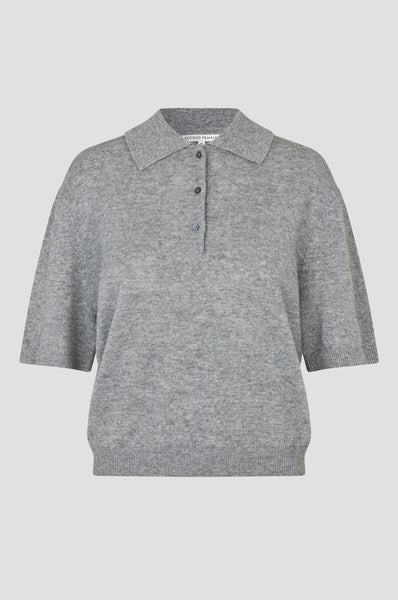 Second Female Longo SS Knit Collar in Mid Grey Melange
