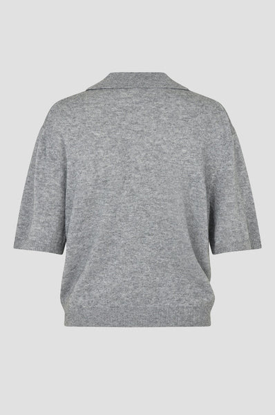 Second Female Longo SS Knit Collar in Mid Grey Melange