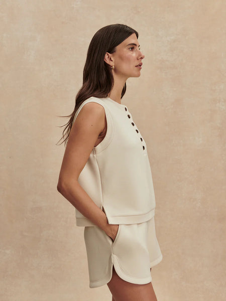 Varley Marla Button Placket in Pristine