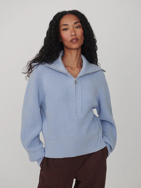 Varley Maura Half Zip Knit Sweater in Kentucky Blue
