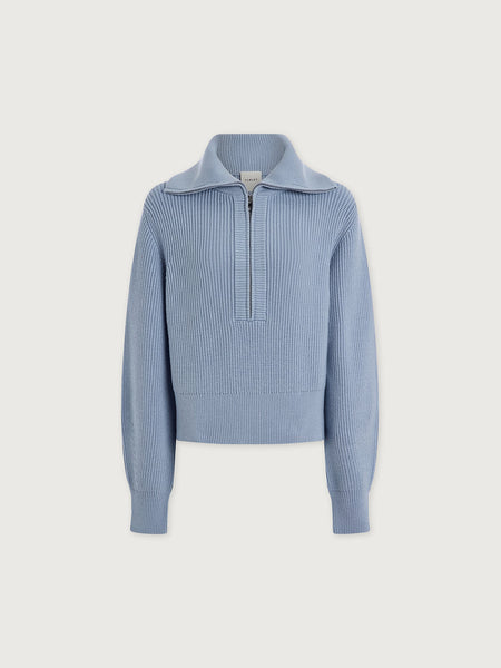 Varley Maura Half Zip Knit Sweater in Kentucky Blue