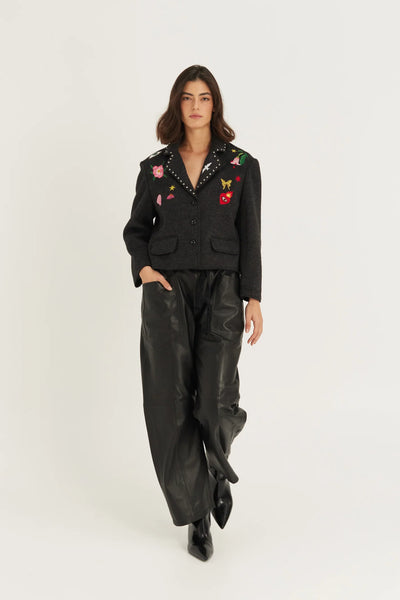Me369 Heven Short Jacket with Embroidery in Dark Grey