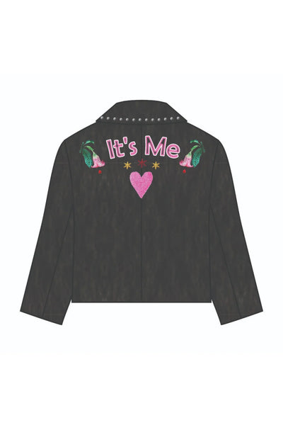 Me369 Heven Short Jacket with Embroidery in Dark Grey