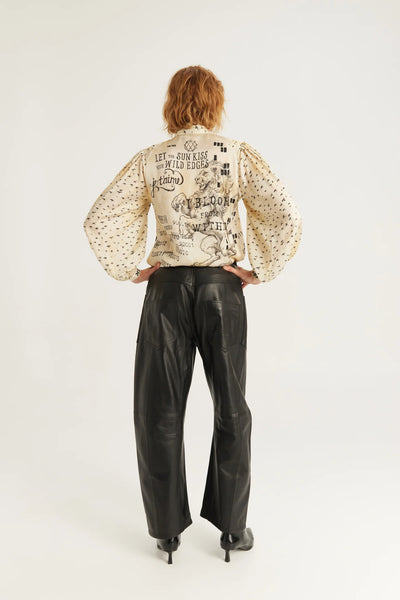 Me369 Nola Printed Tie Shirt in Noir Muse