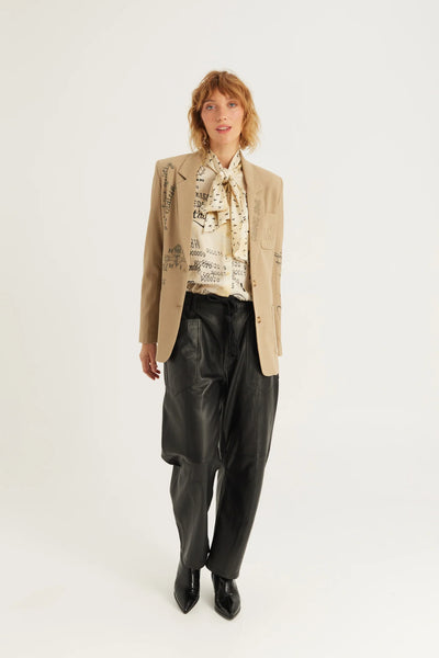 Me369 Nola Printed Tie Shirt in Noir Muse