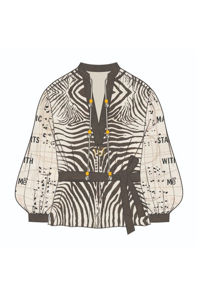 Me369 Rona Painters Shirt in Noir Muse