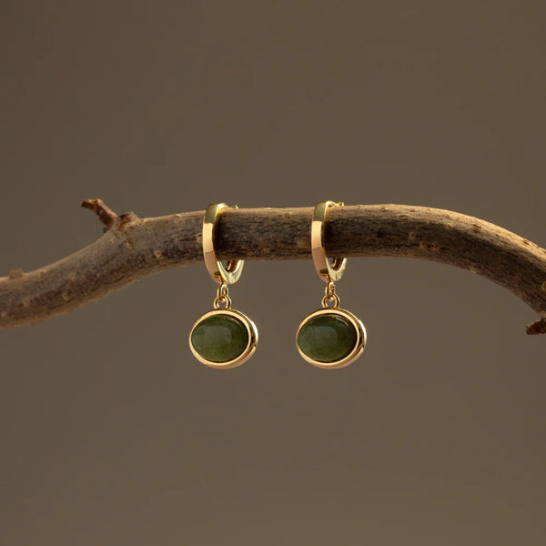 Orelia SP Green Jade Charm Micro Hoops in Gold ORE40513