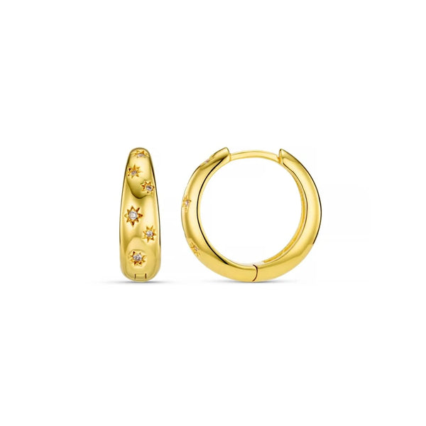 Orelia Crystal Starburst Hoop Earrings in Gold ORE40892