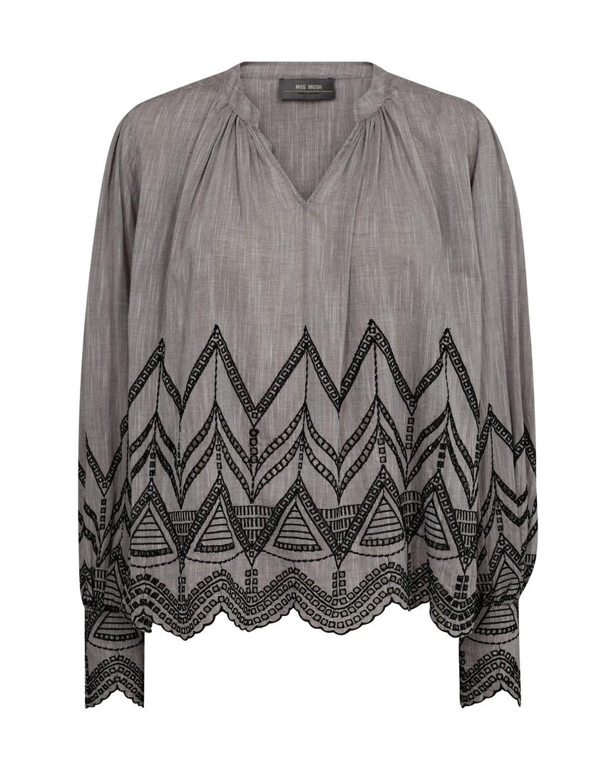 Mos Mosh Gill Embroidered Blouse in Rain Drum