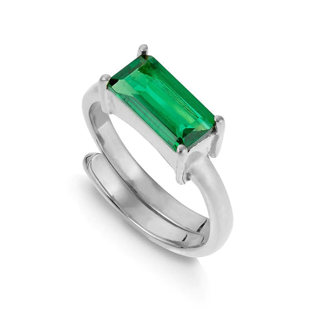 Sarah Verity SVP Nirvana Large Emerald Quartz Silver Ring