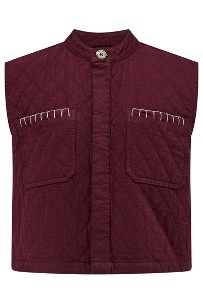 Seventy + Mochi Quilted Pablo Vest in Mulberry